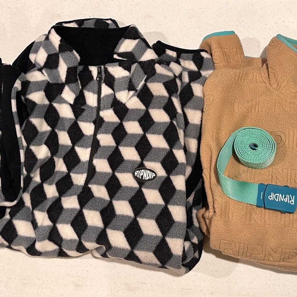 RIPNDIP cubed Fleece Pullover half zip & brushed half zip & shorts and belt lot